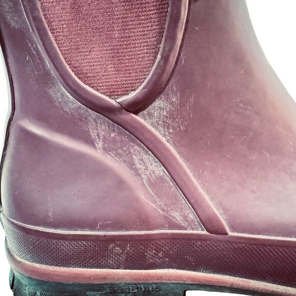 BOGS Amanda Slip-On Rain Boots Women’s 10 Burgundy Waterproof Rubber Ankle Boot - Picture 10 of 14